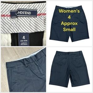 Women's Lands End 4 Small Chino Khakis Black Bermuda Shorts Stretch Twill NWOT